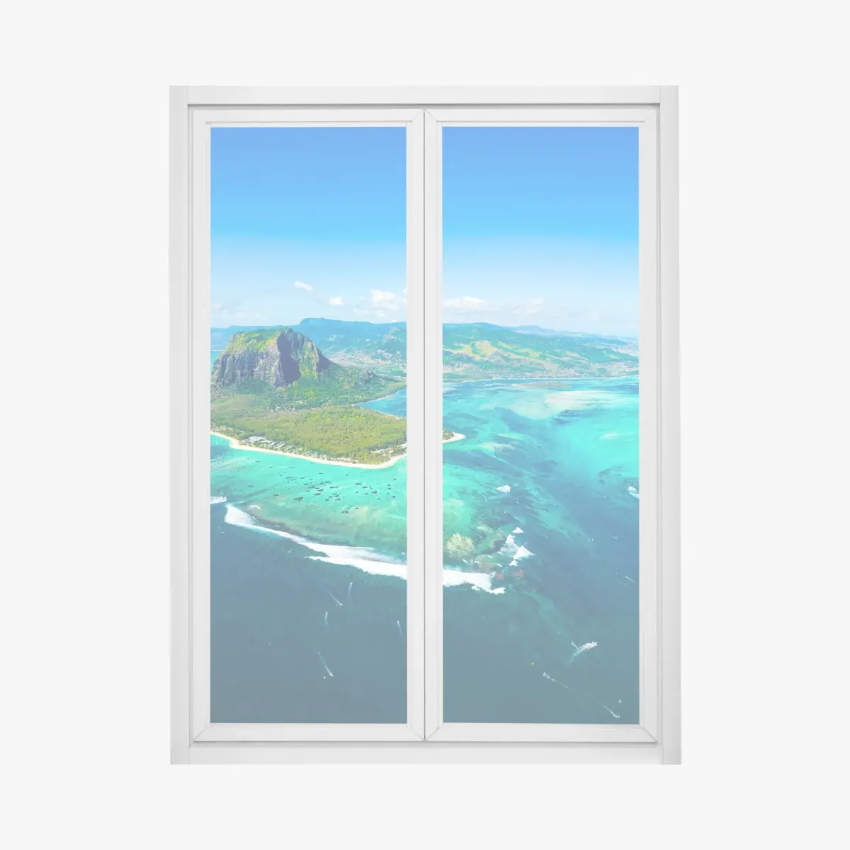 Fensteraufkleber Le Morne panorama der türkislagune – Pixers®