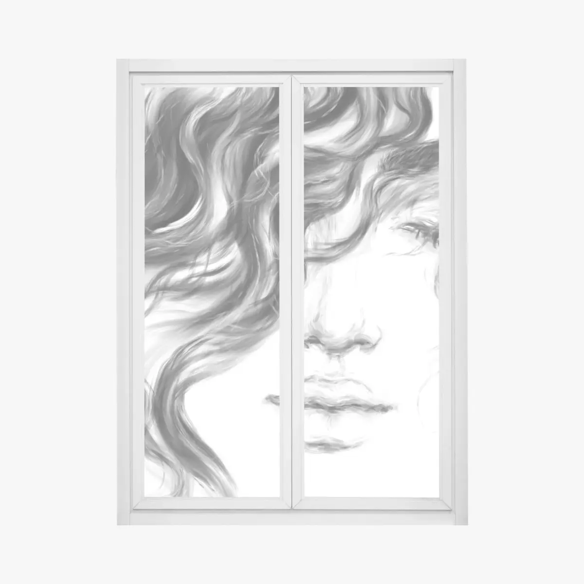 Fensteraufkleber ätherisches monochromes porträt – Pixers®