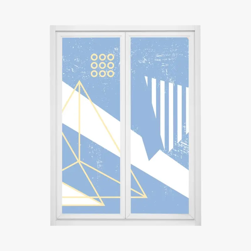 Fensteraufkleber geometrische abstraktion in blau