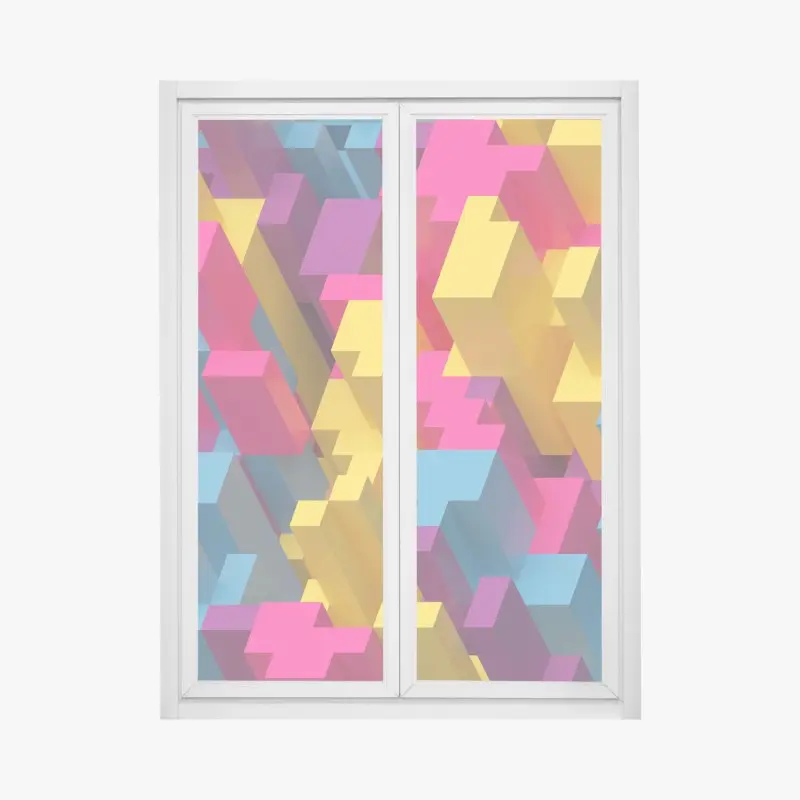Fensteraufkleber buntes 3d-voxel-muster