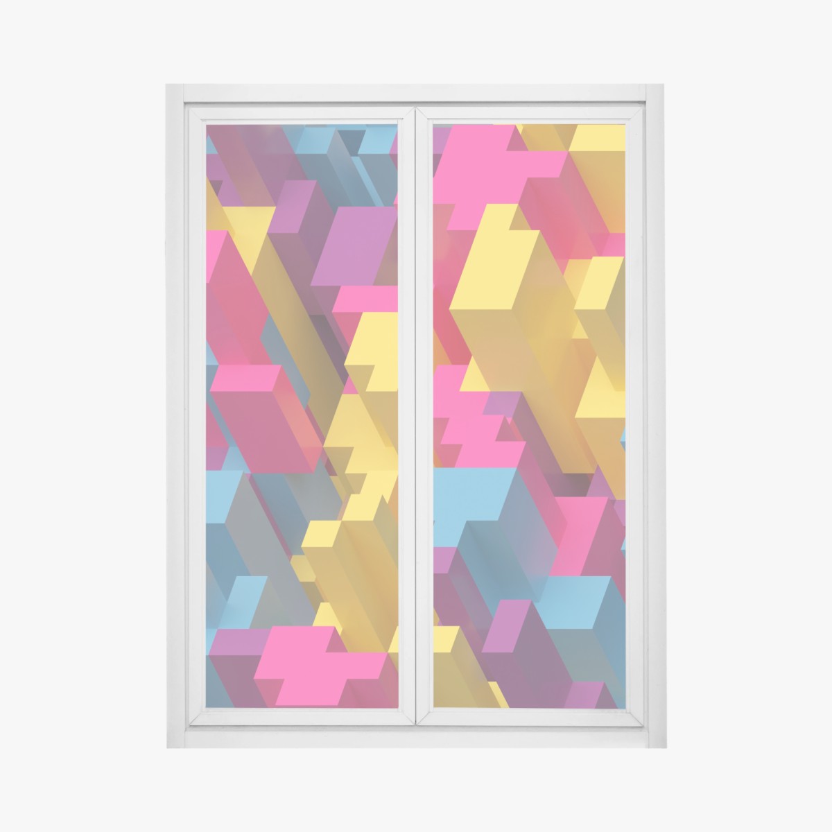 Fensteraufkleber buntes 3d-voxel-muster – Pixers®