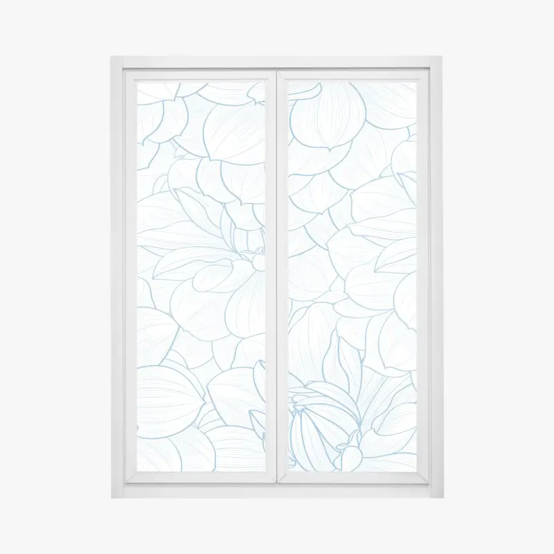 Fensteraufkleber zartes blaues blumenmuster