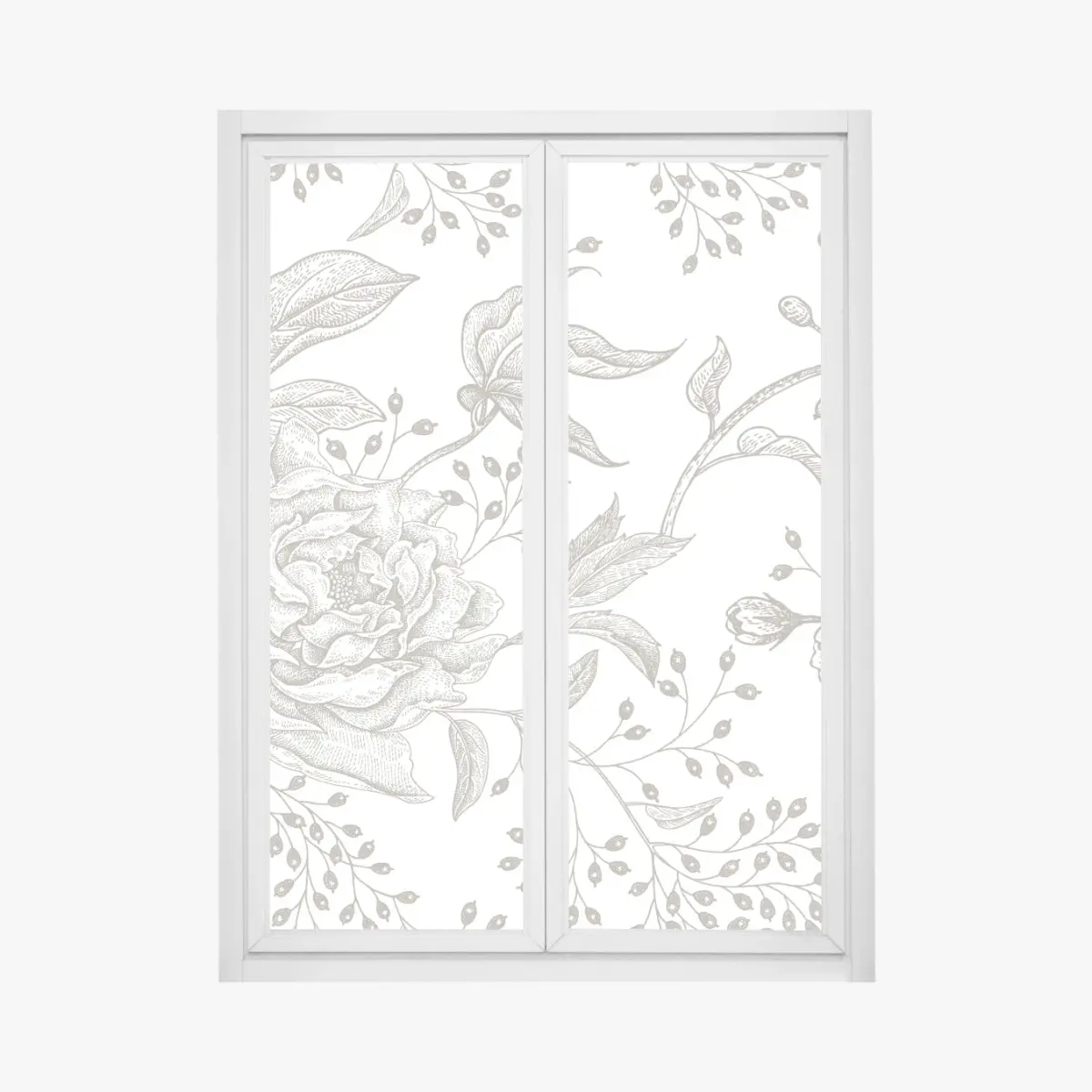 Fensteraufkleber zartes botanisches blumenmuster im vintage-stil – Pixers®