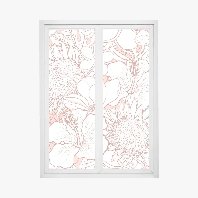 Fensteraufkleber zartes korallenfarbenes blumenmuster
