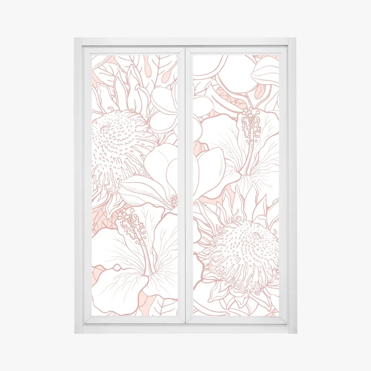 Fensteraufkleber zartes korallenfarbenes blumenmuster – Pixers®