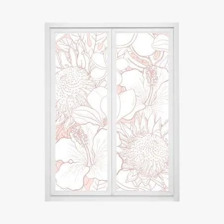 Fensteraufkleber zartes korallenfarbenes blumenmuster – Pixers®