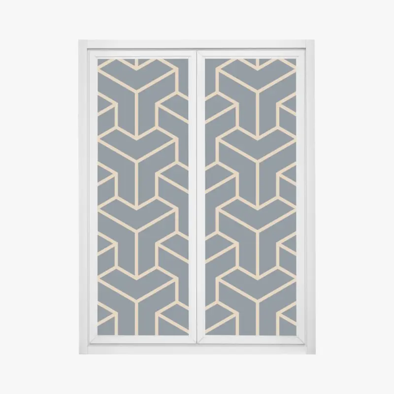 Fensteraufkleber marineblaues geometrisches würfelmuster