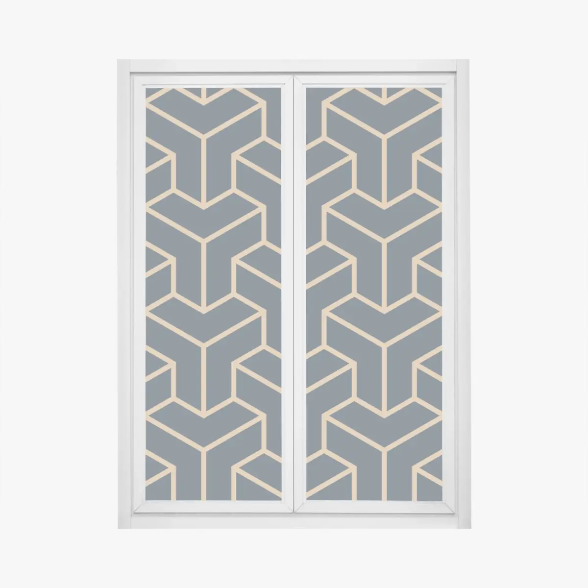 Fensteraufkleber marineblaues geometrisches würfelmuster – Pixers®