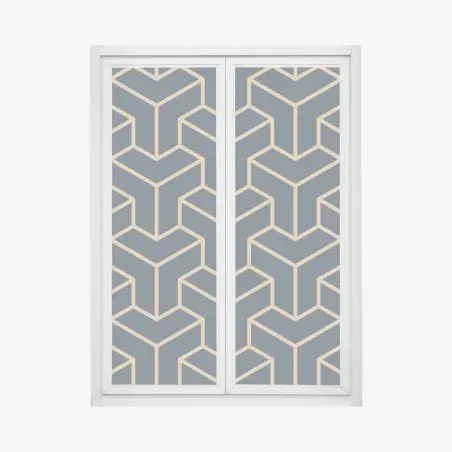 Fensteraufkleber marineblaues geometrisches würfelmuster – Pixers®