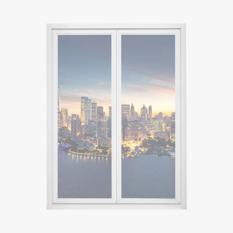 Fensteraufkleber Manhattan panorama bei sonnenaufgang