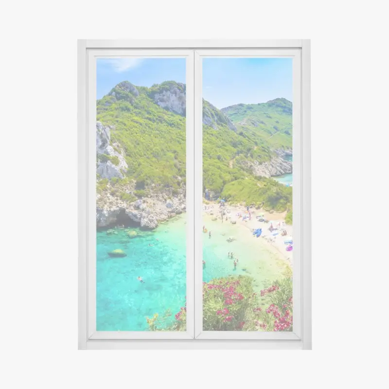 Fensteraufkleber Porto Timoni panoramischer strand, Korfu