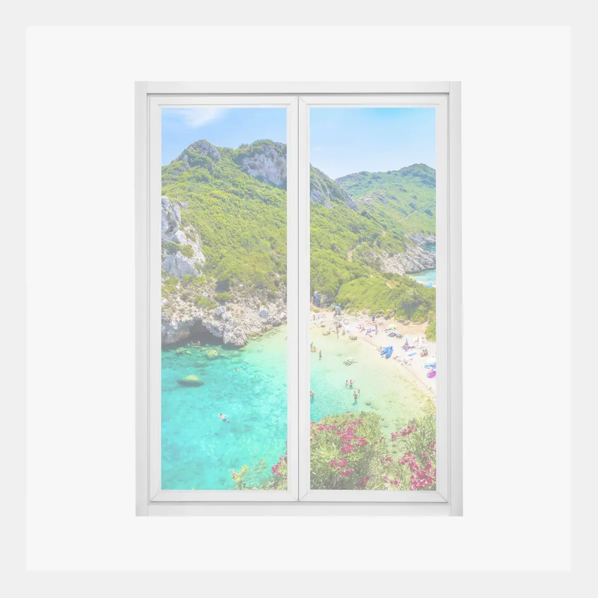 Fensteraufkleber Porto Timoni panoramischer strand, Korfu – Pixers®