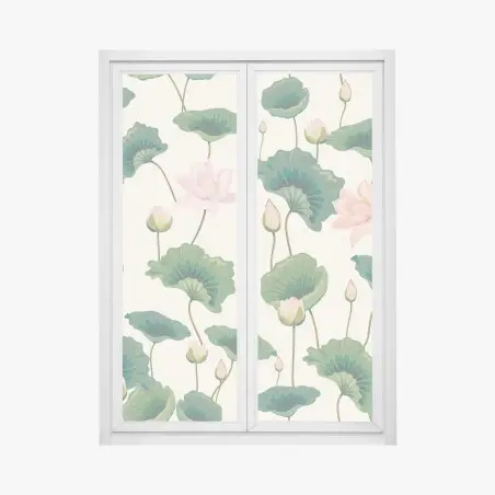 Fensteraufkleber ruhiges botanisches lotosmuster – Pixers®