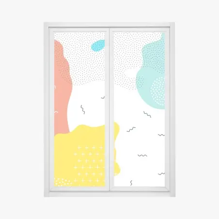 Fensteraufkleber verspielte abstrakte formen in lebendigen farben – Pixers®