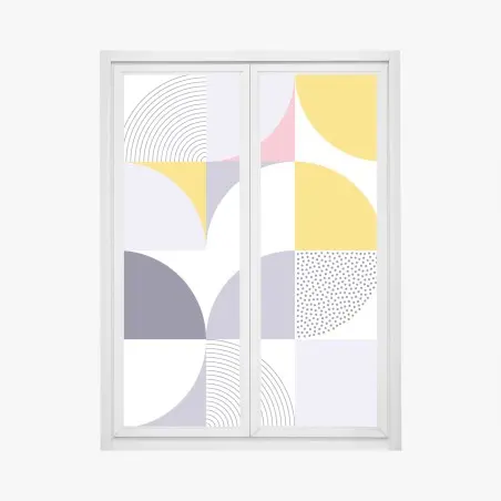 Fensteraufkleber pastellfarbenes geometrisches muster mit halbkreisen – Pixers®
