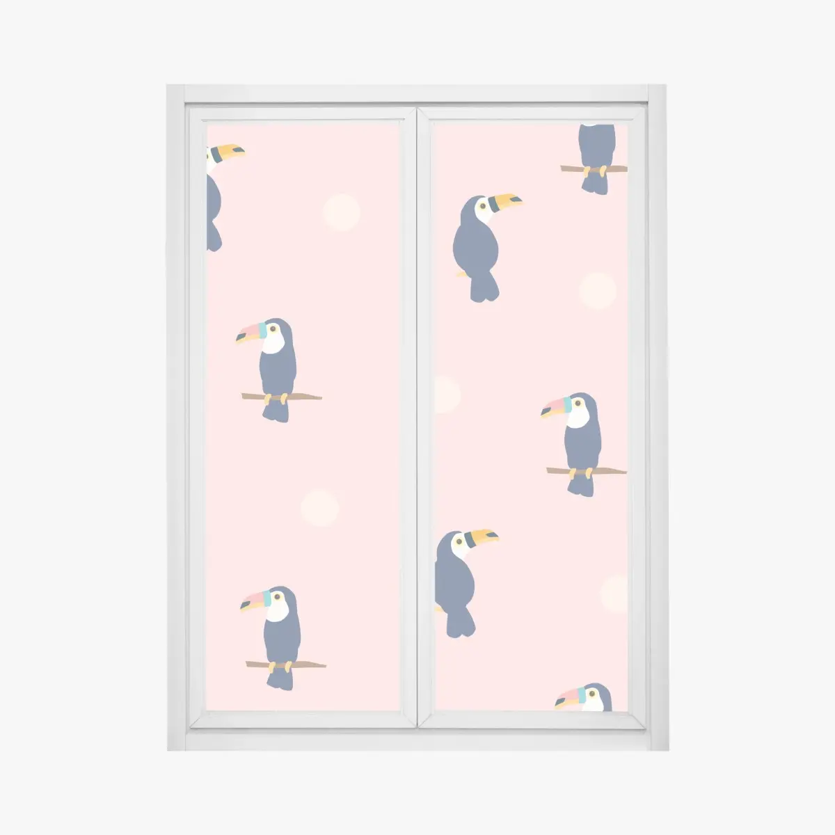 Fensteraufkleber verspieltes tukanmuster auf pastellrosa – Pixers®