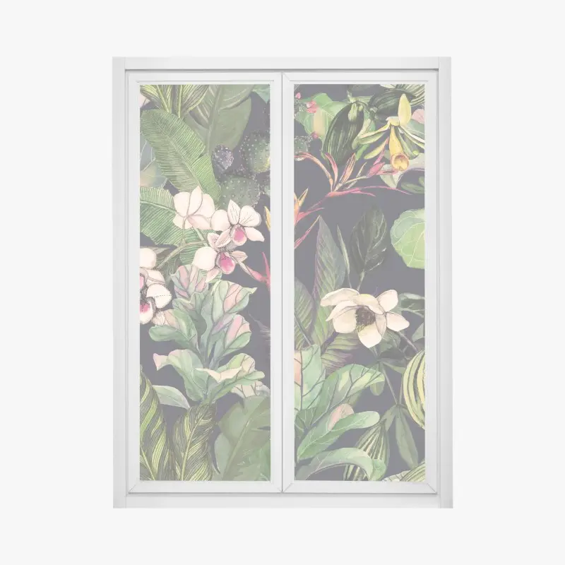 Fensteraufkleber tropisches aquarell botanikmuster