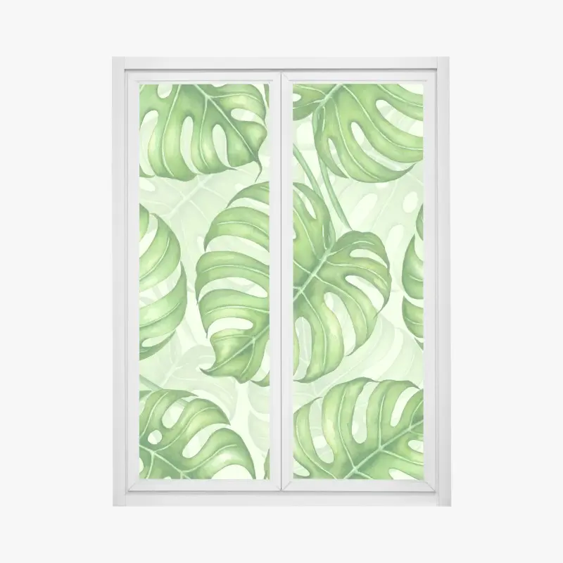 Fensteraufkleber aquarell monstera blättermuster