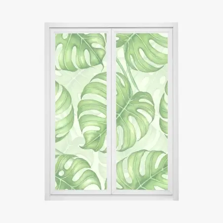 Fensteraufkleber aquarell monstera blättermuster – Pixers®