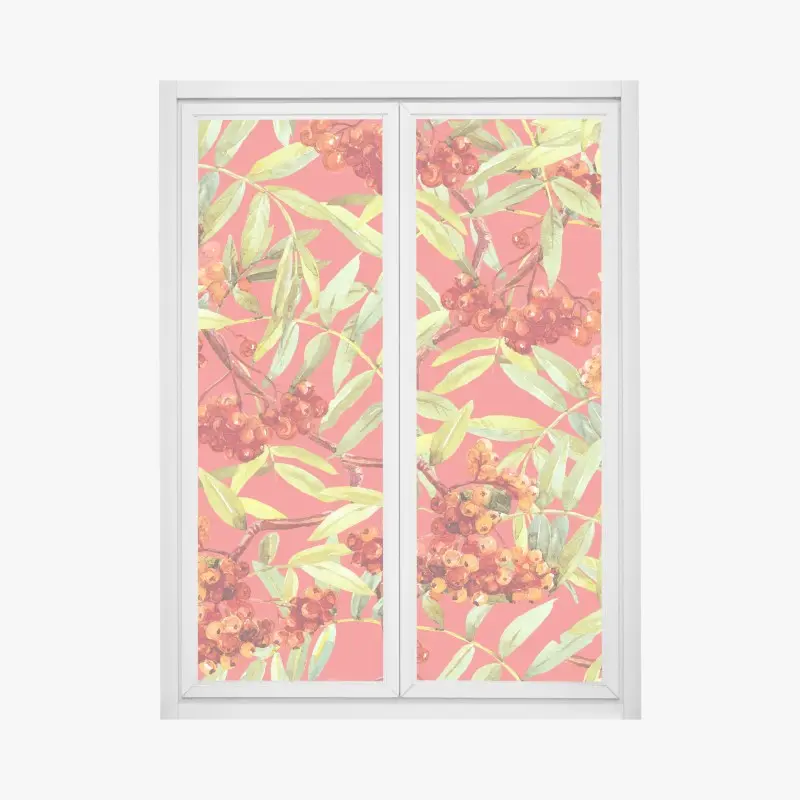 Fensteraufkleber aquarellmuster mit vogelbeeren