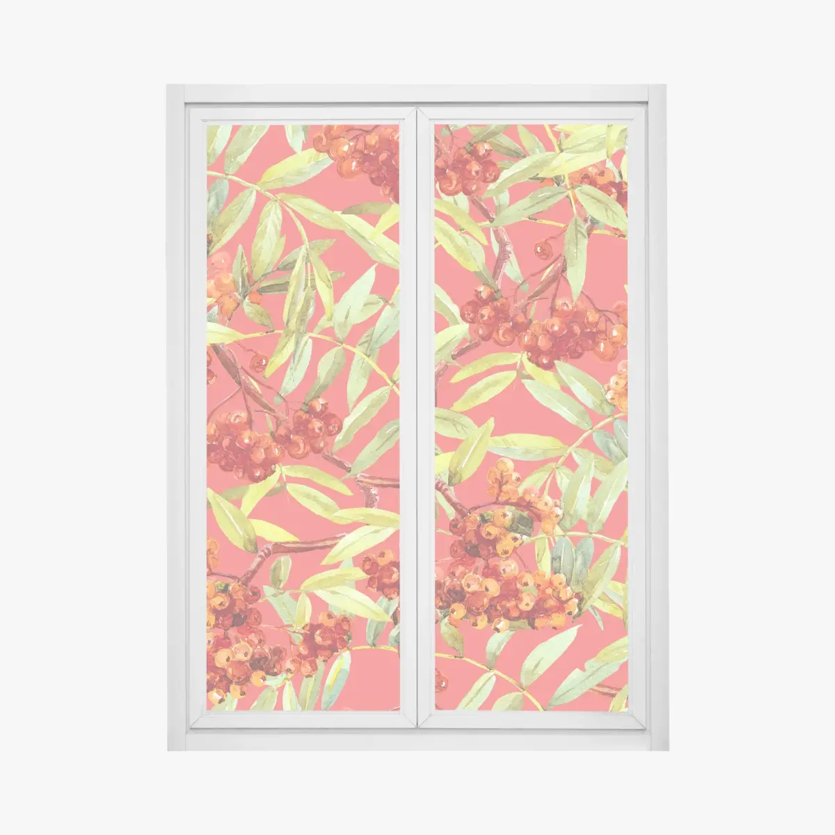 Fensteraufkleber aquarellmuster mit vogelbeeren – Pixers®