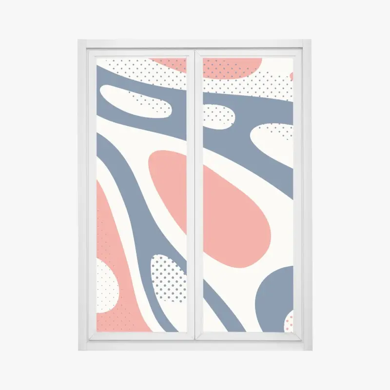 Fensteraufkleber retro korallenrot und marineblau abstraktes muster
