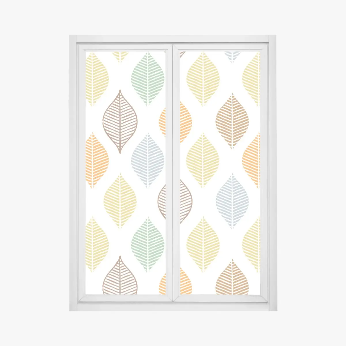 Fensteraufkleber pastelliges blättermuster für die wand – Pixers®