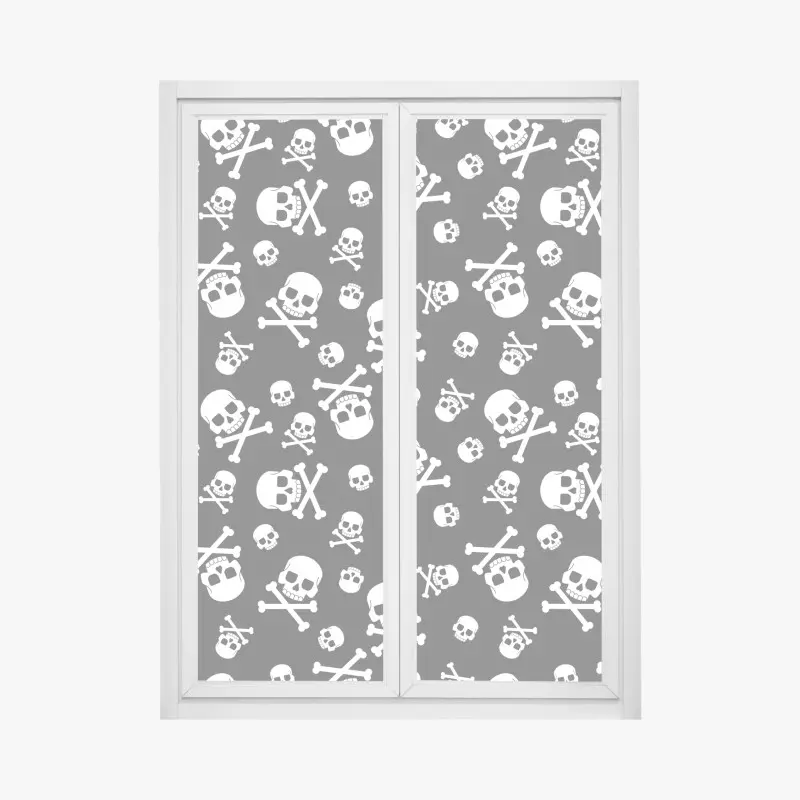 Fensteraufkleber weißes totenkopf muster auf grauem hintergrund