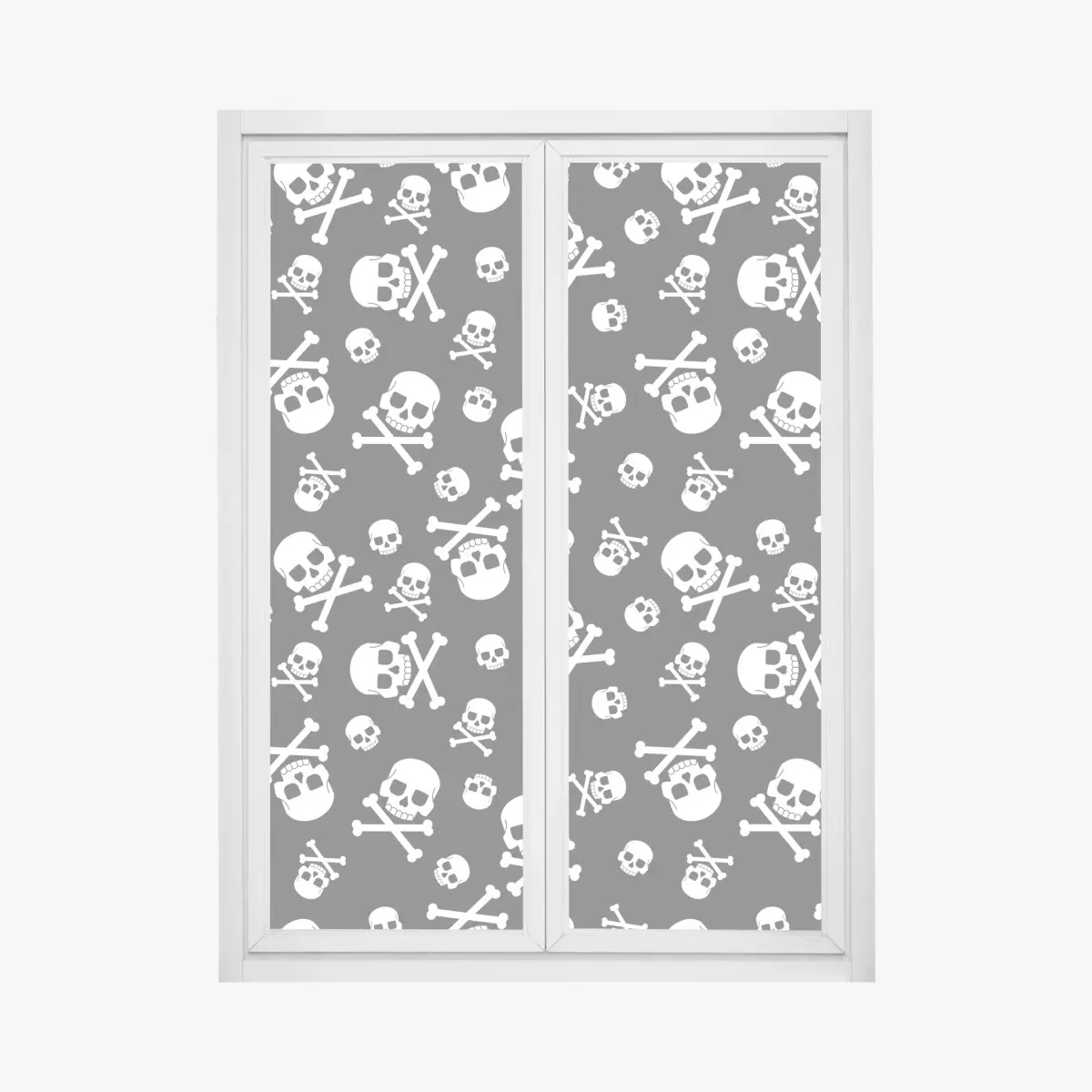 Fensteraufkleber weißes totenkopf muster auf grauem hintergrund – Pixers®