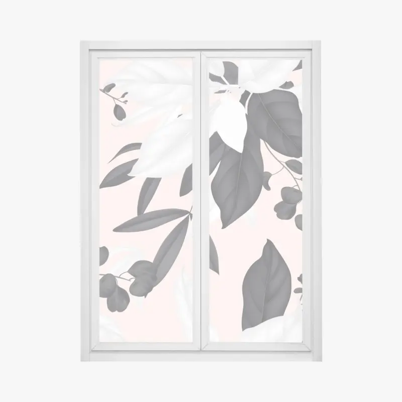 Fensteraufkleber zarte pastell botanische blätter
