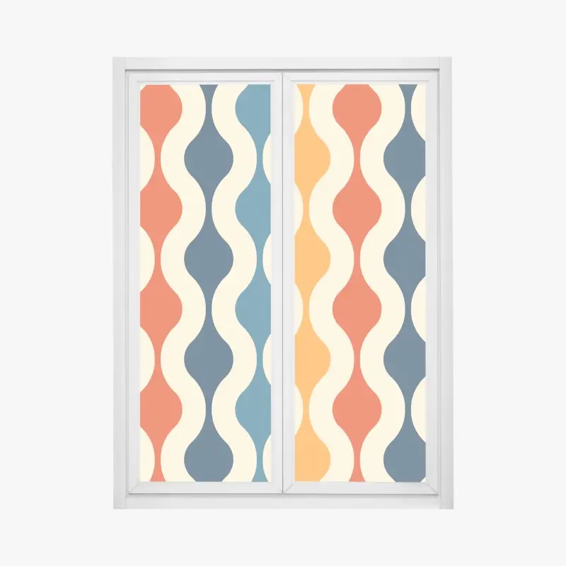 Fensteraufkleber retro welliges mid-century muster