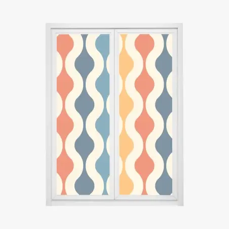 Fensteraufkleber retro welliges mid-century muster – Pixers®