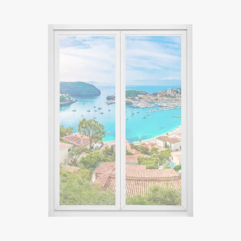 Fensteraufkleber sonnige panoramaaufnahme von Port de Soller