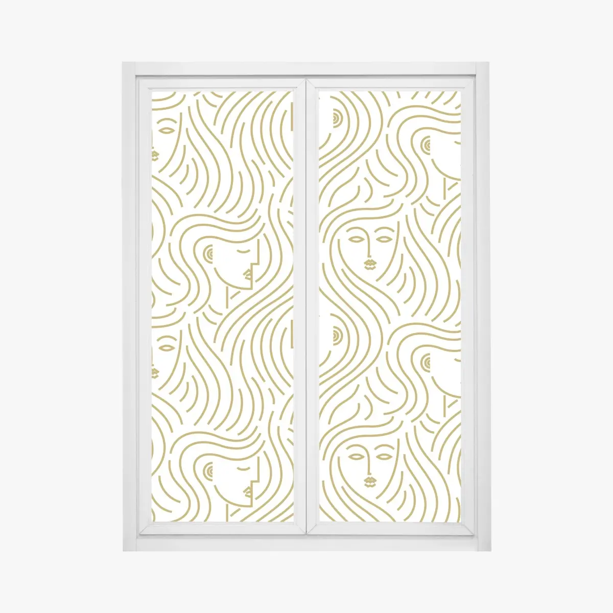 Fensteraufkleber goldene fließende gesichter nahtloses muster – Pixers®