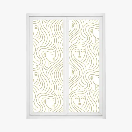 Fensteraufkleber goldene fließende gesichter nahtloses muster – Pixers®