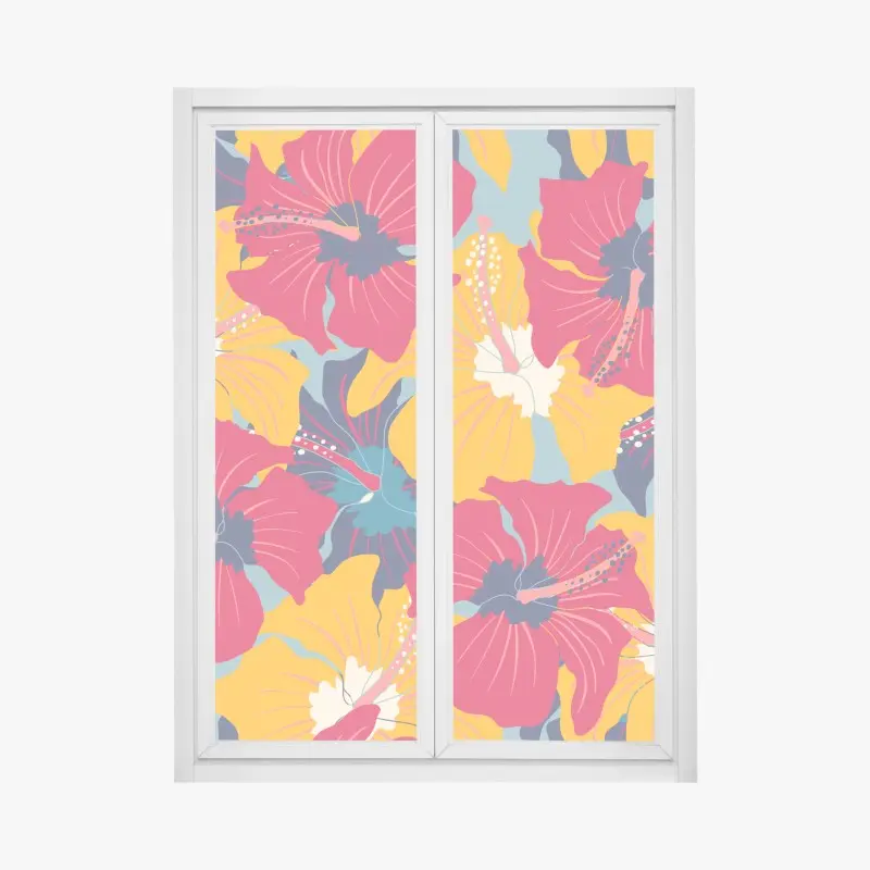 Fensteraufkleber lebhaftes hibiskusmuster