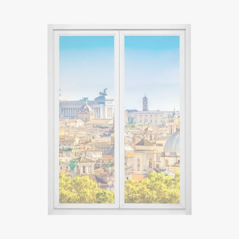 Fensteraufkleber sonnige skyline von Rom mit kuppeln
