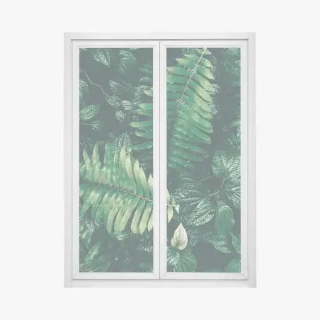 Fensteraufkleber üppige tropische blätter – Pixers®