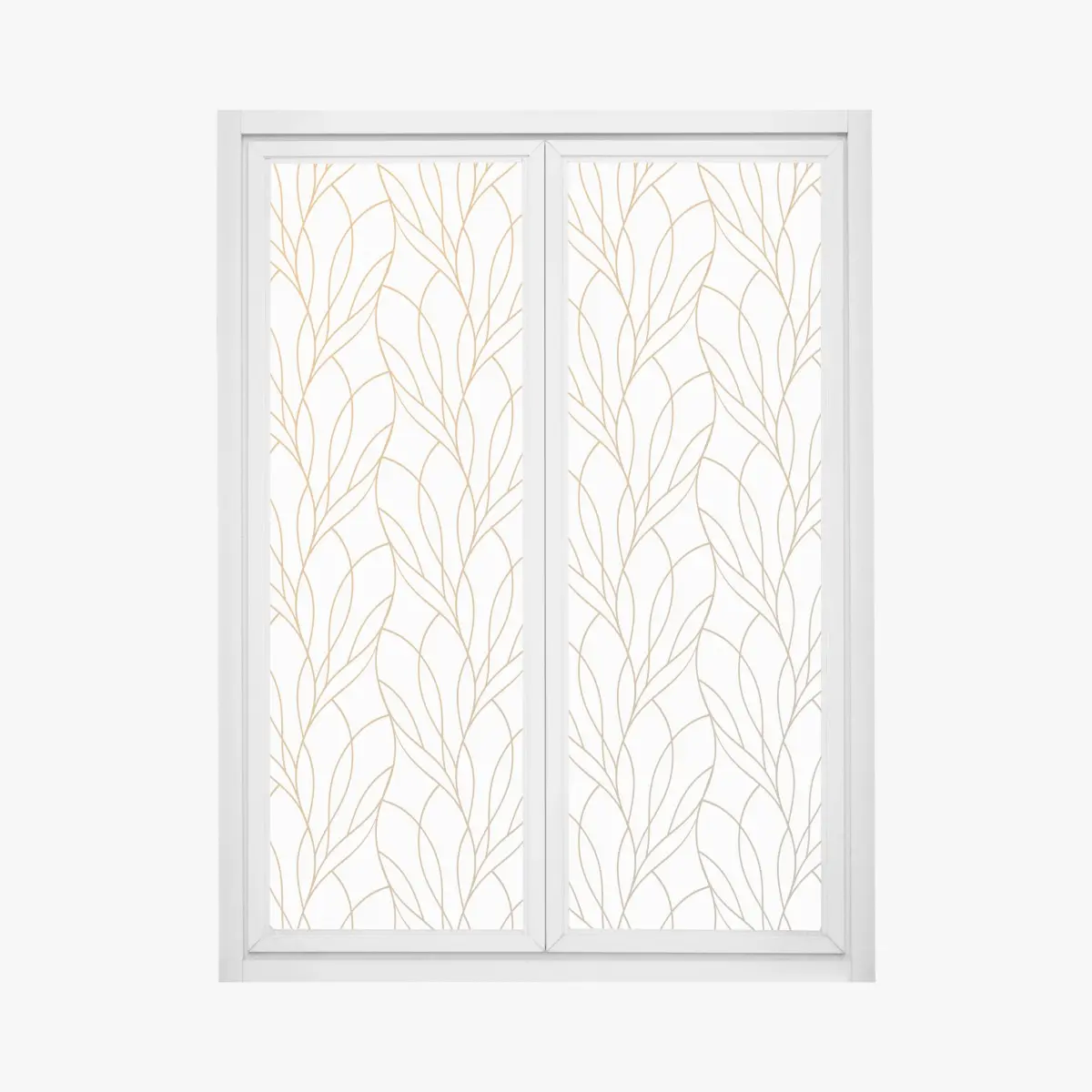 Fensteraufkleber goldenes blattmuster auf weißem hintergrund – Pixers®