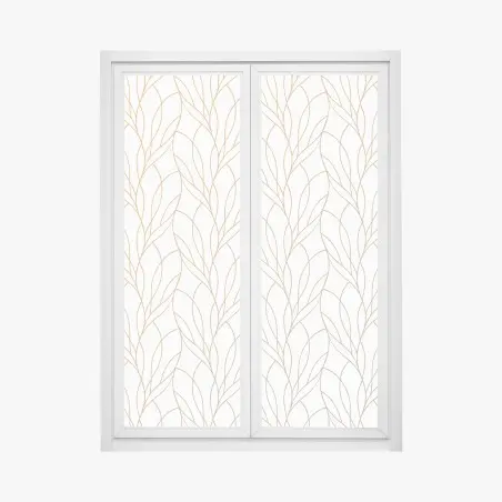 Fensteraufkleber goldenes blattmuster auf weißem hintergrund – Pixers®