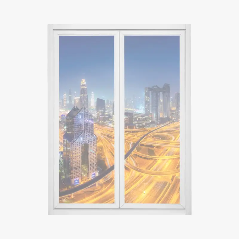 Fensteraufkleber panorama der nächtlichen skyline von Dubai