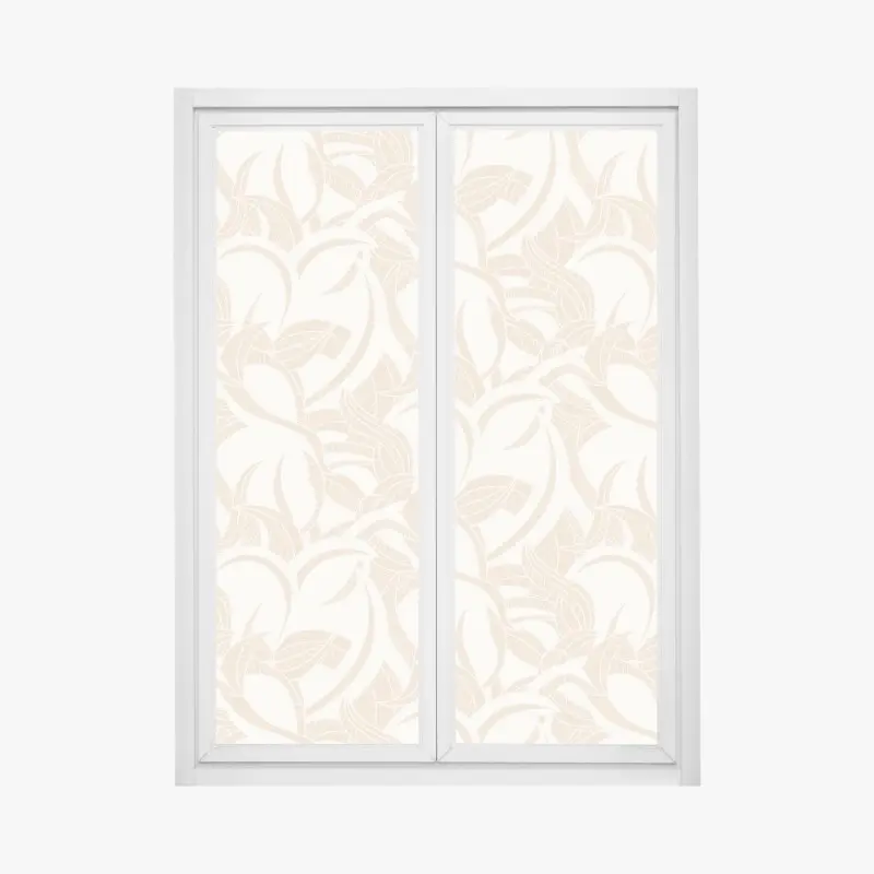 Fensteraufkleber beiges blattmuster im botanischen stil