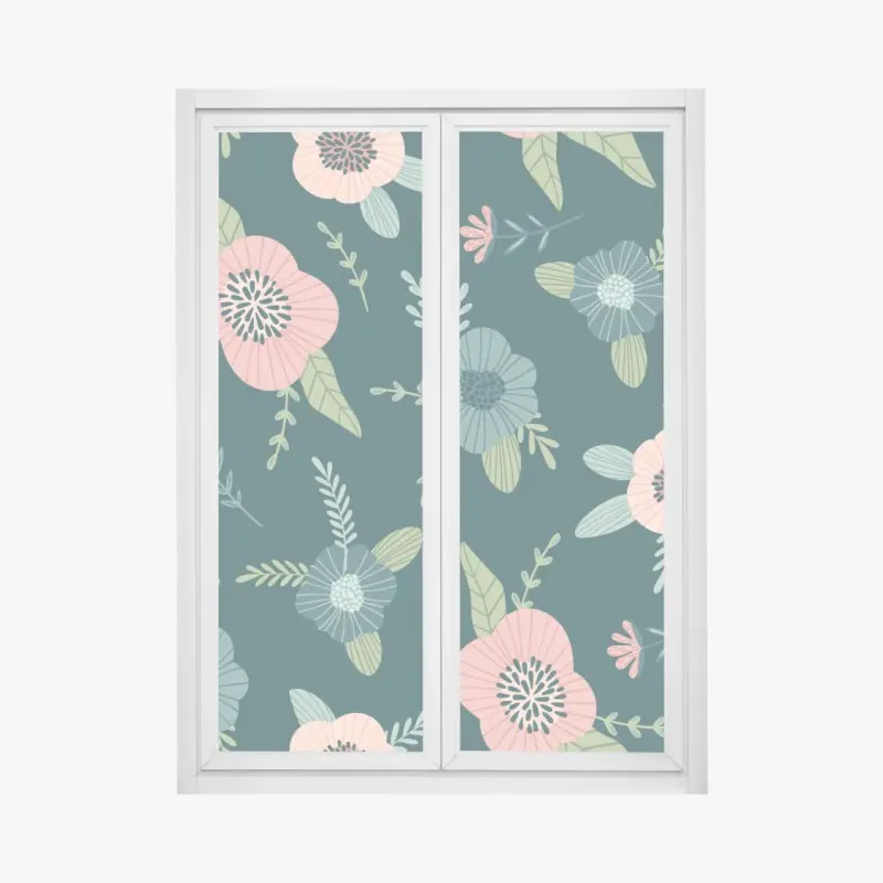 Fensteraufkleber pastelliges botanisches blumenmuster