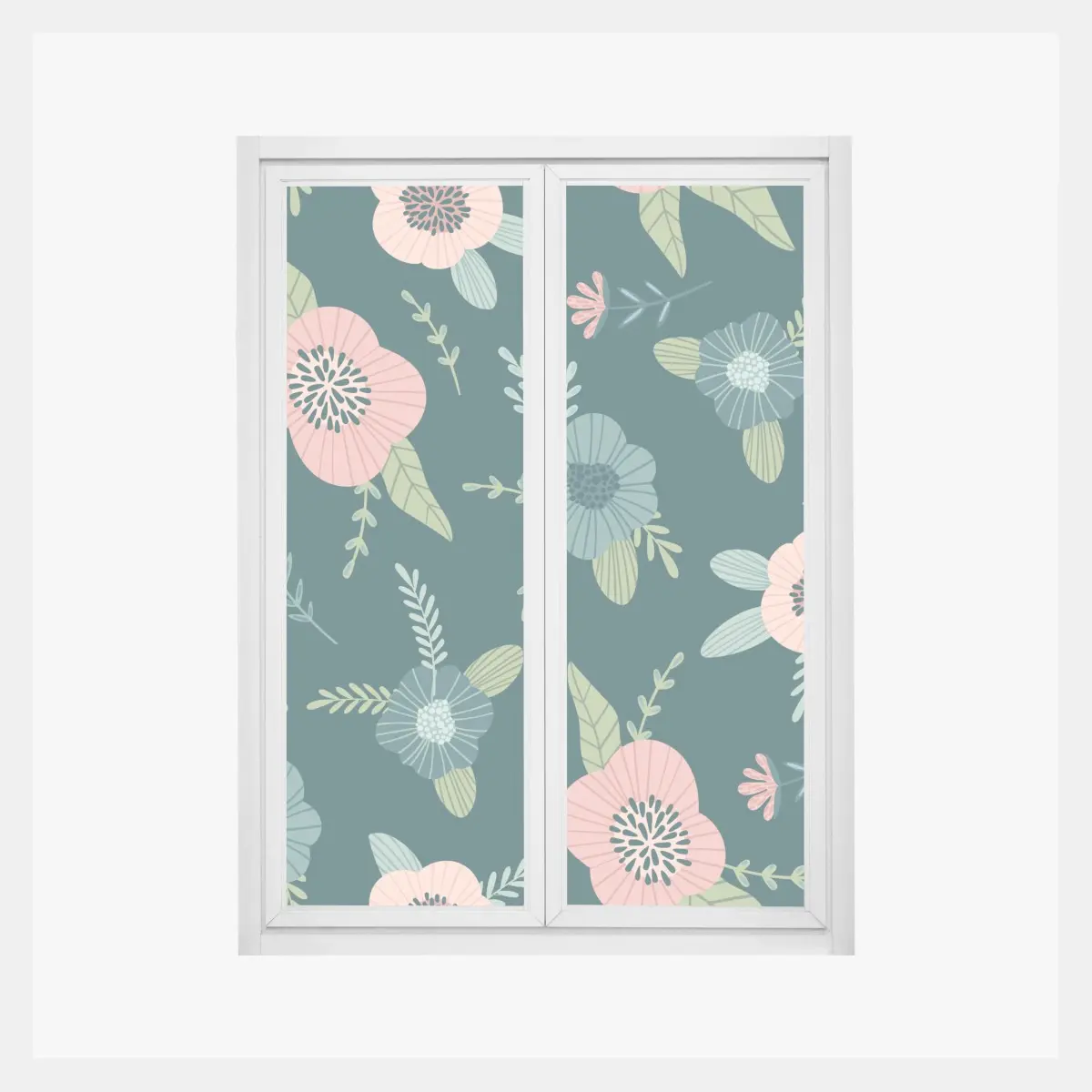 Fensteraufkleber pastelliges botanisches blumenmuster – Pixers®