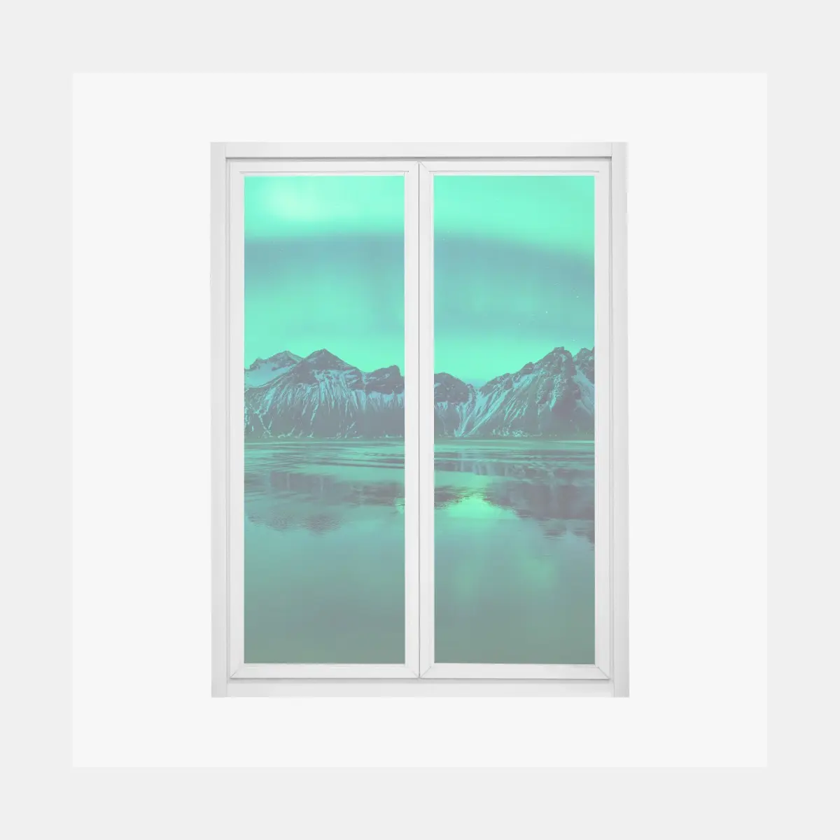 Fensteraufkleber nordlicht über Vestrahorn, Stokksnes – Pixers®