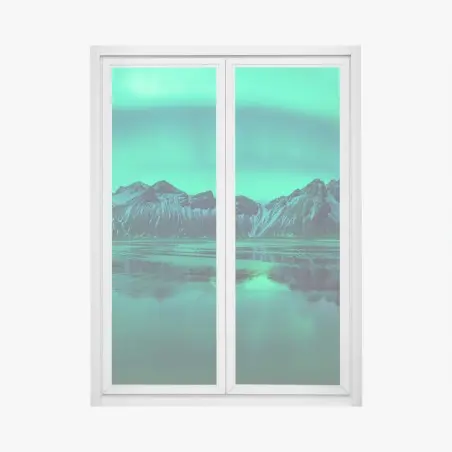 Fensteraufkleber nordlicht über Vestrahorn, Stokksnes – Pixers®