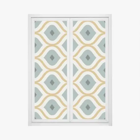 Fensteraufkleber türkis-goldenes geometrisches ornament – Pixers®