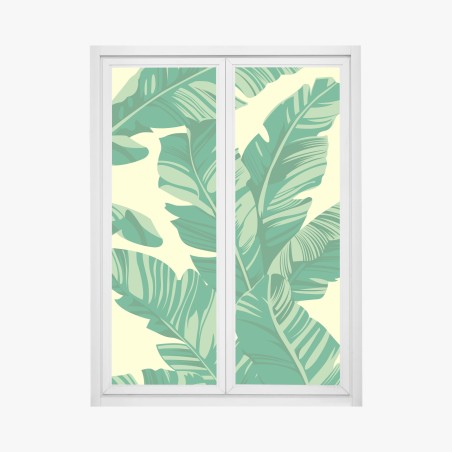 Fensteraufkleber tropisches muster mit bananenblättern – Pixers®
