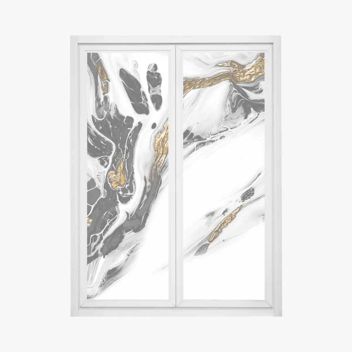 Fensteraufkleber schwarz-weiße abstraktion mit goldenen adern – Pixers®