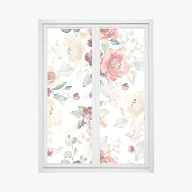 Fensteraufkleber zartes aquarell rosenmuster